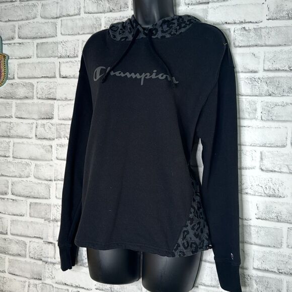 CHAMPION BLACK COLOR BLOCK LONG SLEEVE HOODIE SZ M Medium - Picture 3 of 9